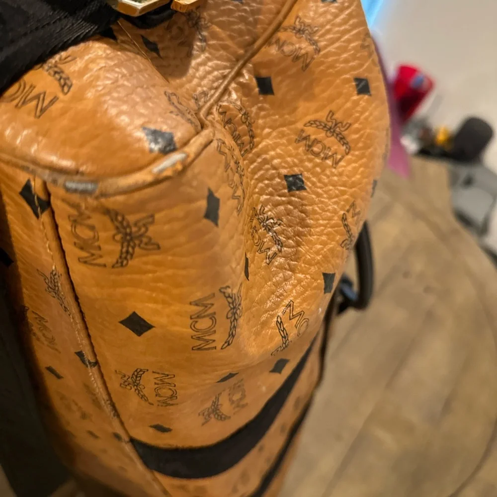 MCM Tan and Black Duffel Bag with Monogram Design - Picture 11 of 14